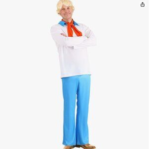 Scooby Doo "Fred" costume bundle (shirt, pants, wig, scarf), men's medium